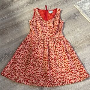 Red and Cream Patterned Dress